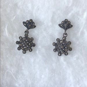 Vintage 925 Silver & Marcasite Drop Earrings